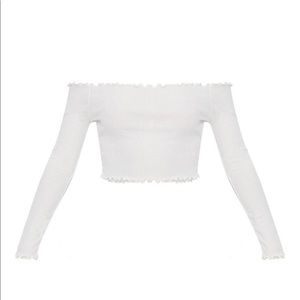 White Frill Edge Crop Top